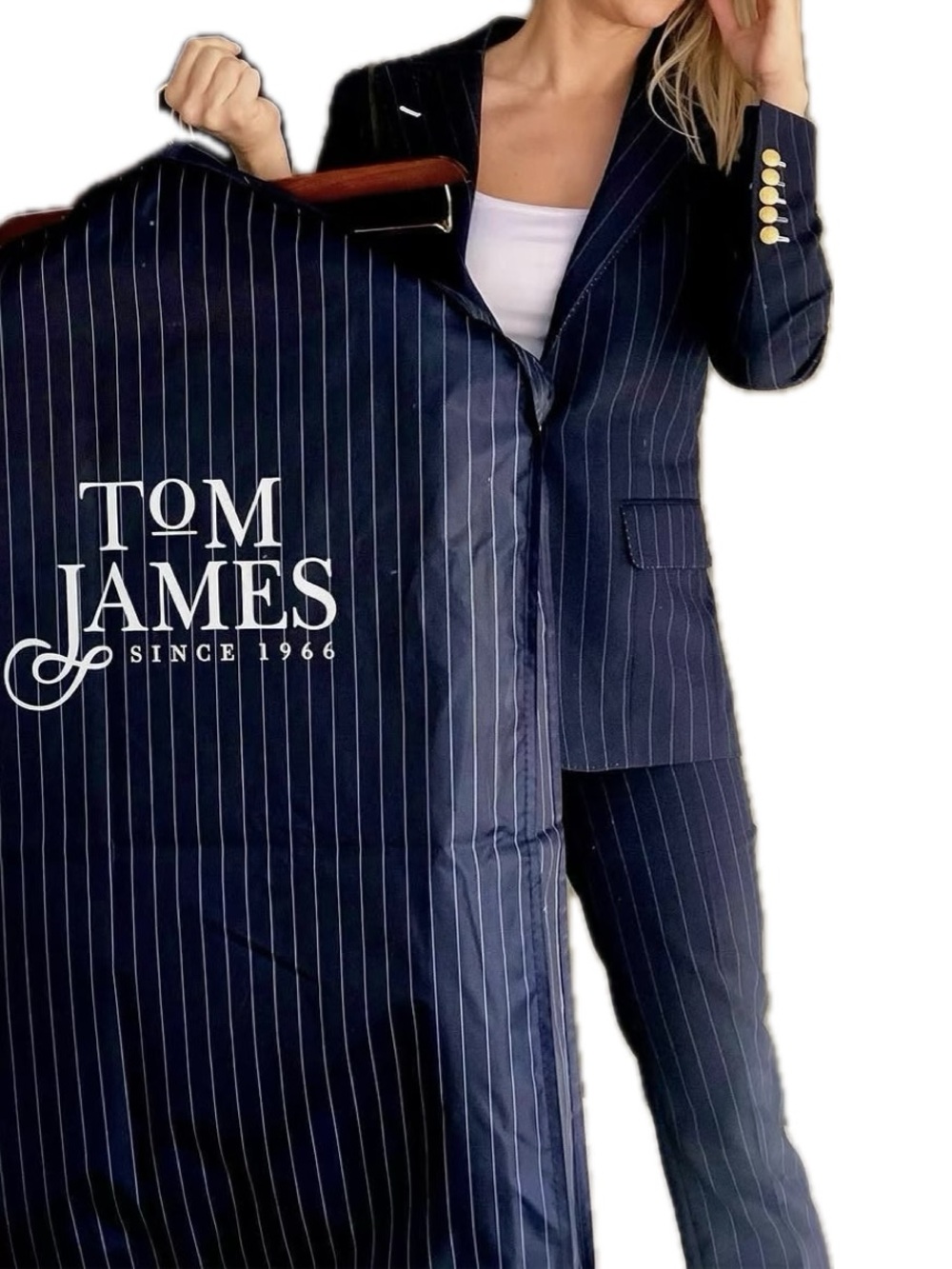 Ventura Tom James Garment Travel Bag - Navy Pinstripe